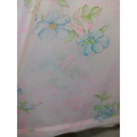 Vintage Nightgown L Semi Sheer Button Collar Pink Blue Floral Granny Grannycore - Picture 11 of 16
